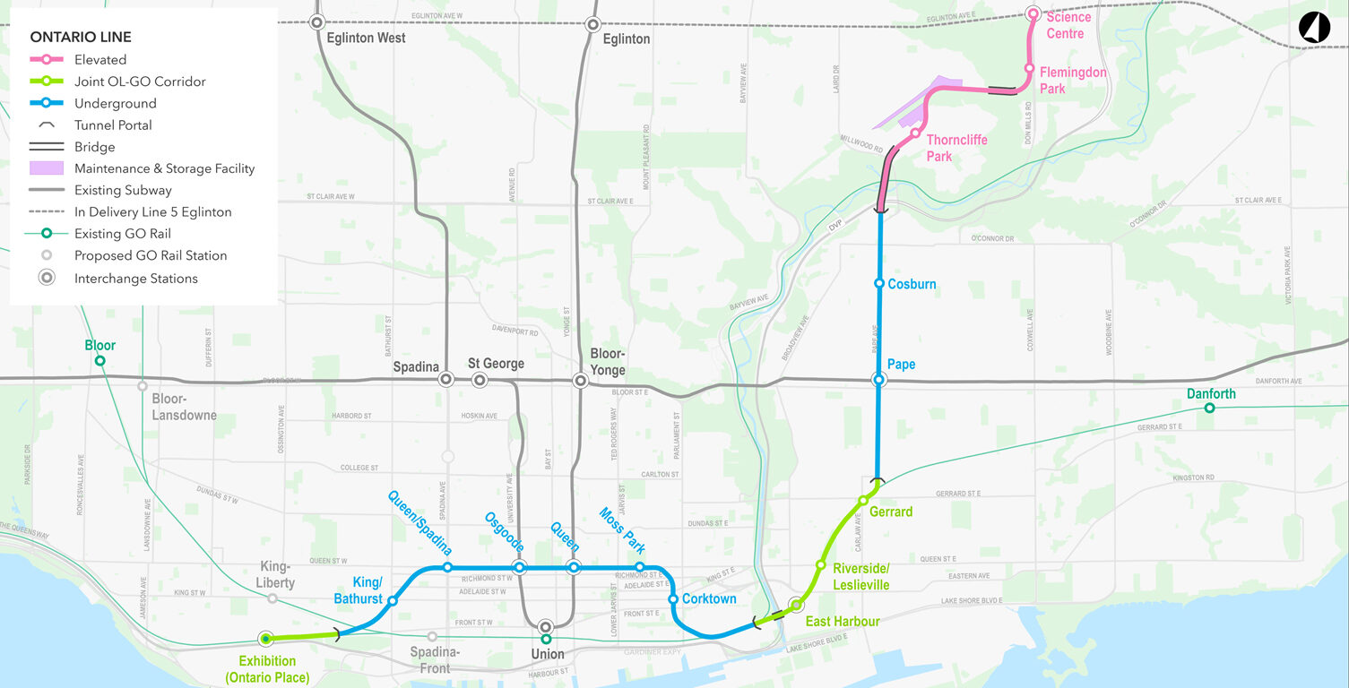 Ontario Line map